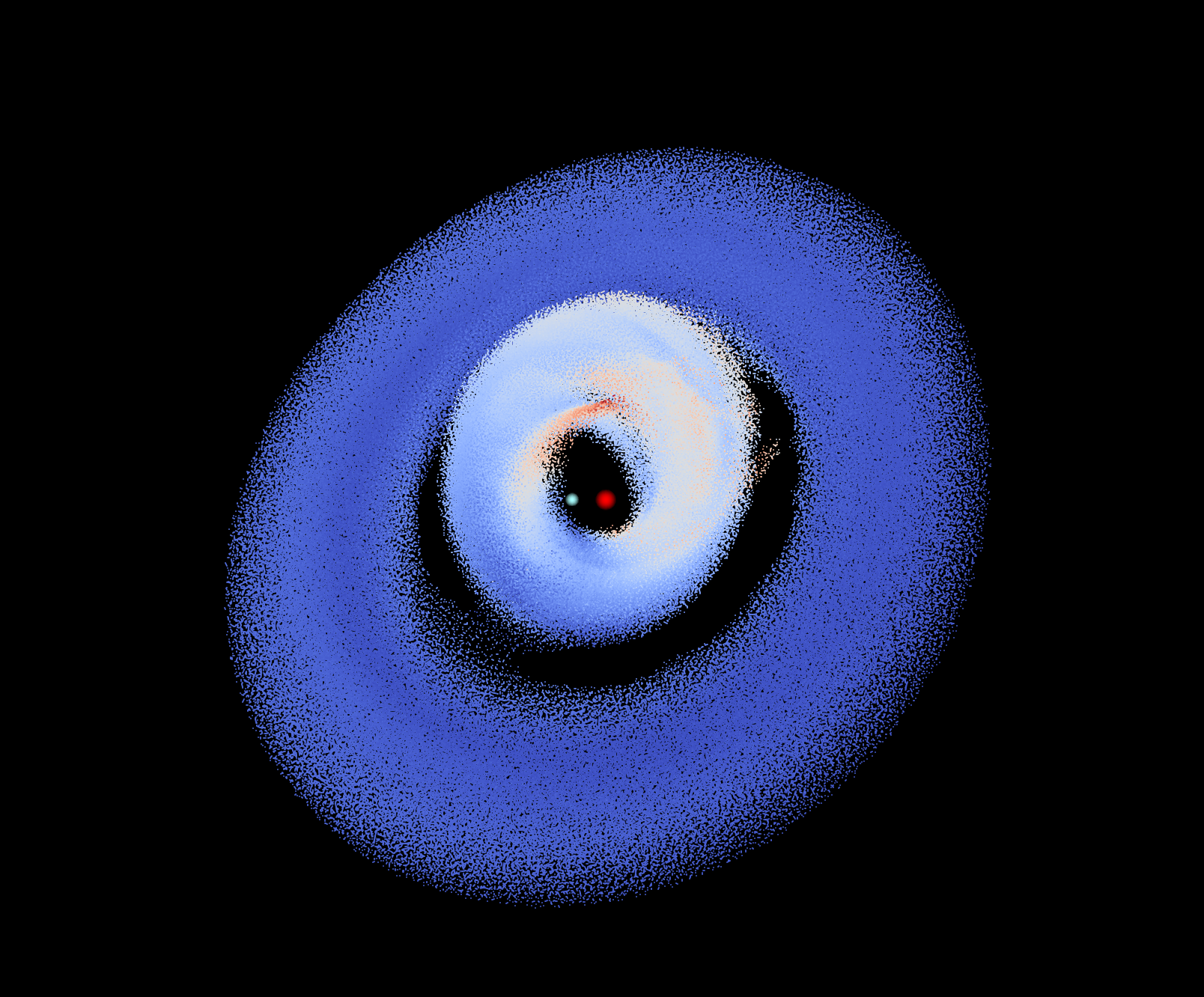 Three-dimensional particle simulation of a warped circumbinary disk surrounding two stars